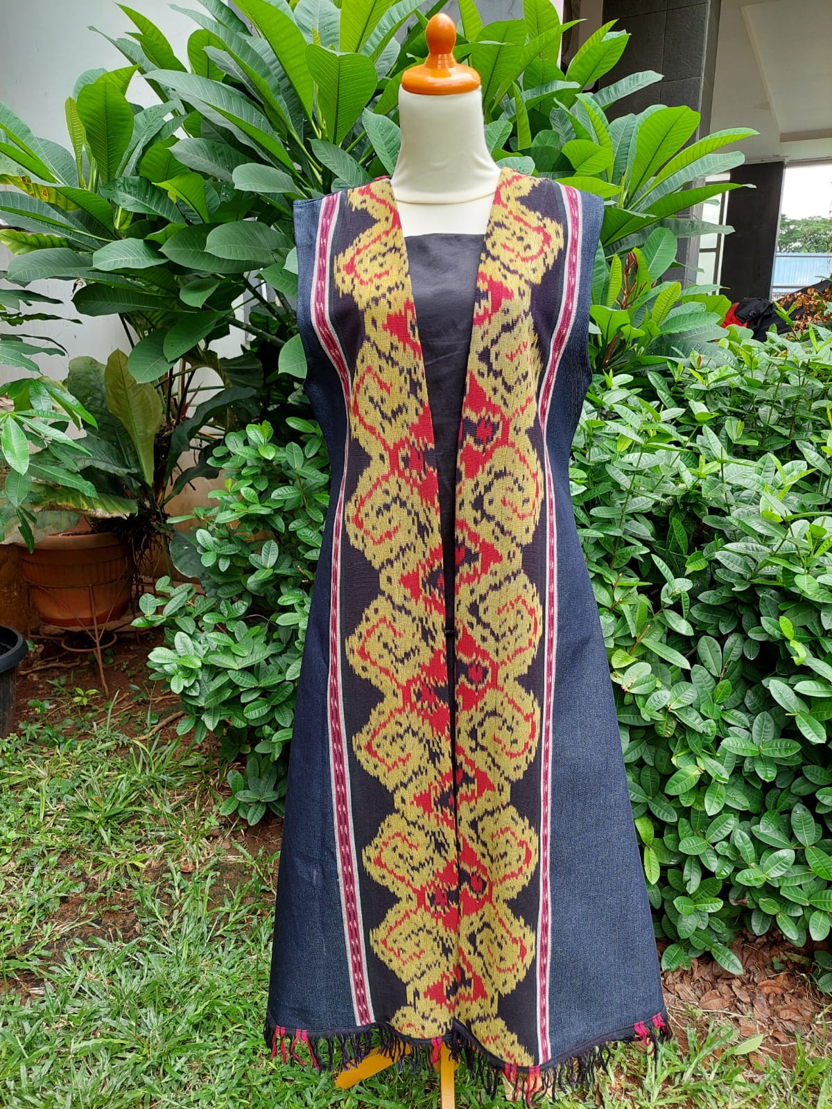 Outer Denin Ethnic Yellow Red